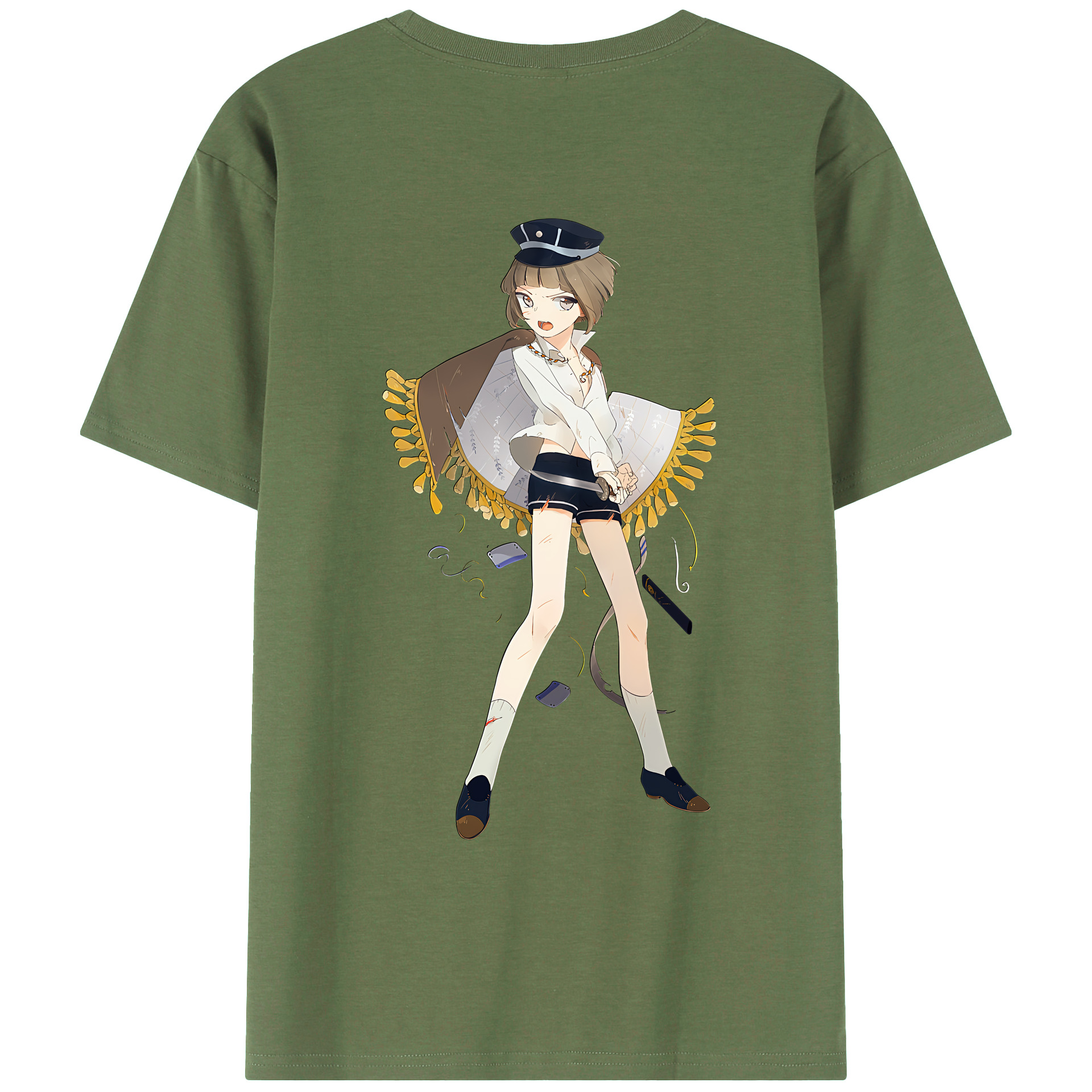 （画像用） 刀剣乱舞 Touken Ranbu 綿100％ メンズ半袖Tシャツ（バックプリント） 通気性
